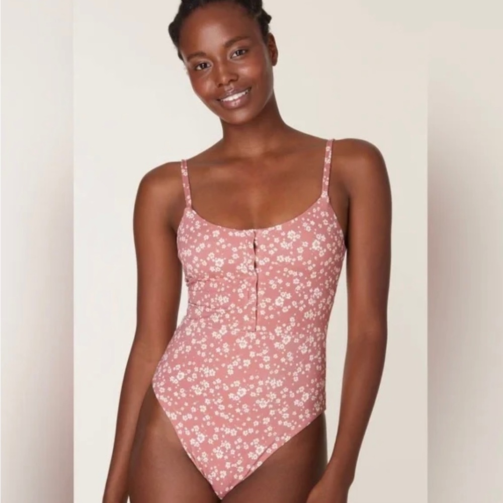Andie Swim The Snap One Piece - Eco Nylon - Ditsy Floral Rose
